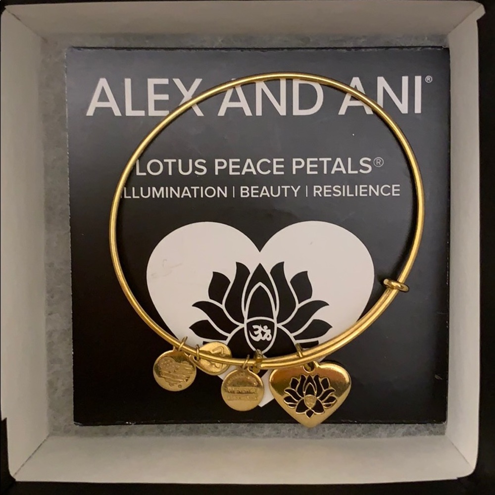 Alex and Ani Lotus Heart Charm Bracelet